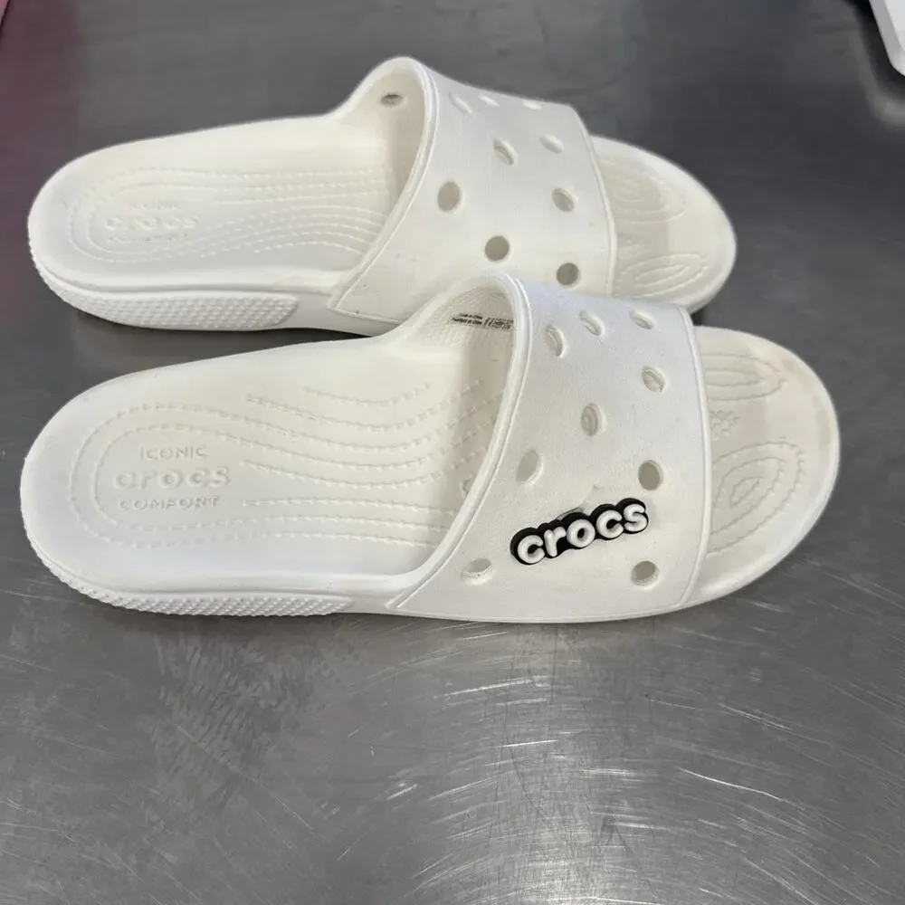 Crocs Unisex/Adult Classic Slide V2 Sandal White US Men's 8 Women's 10